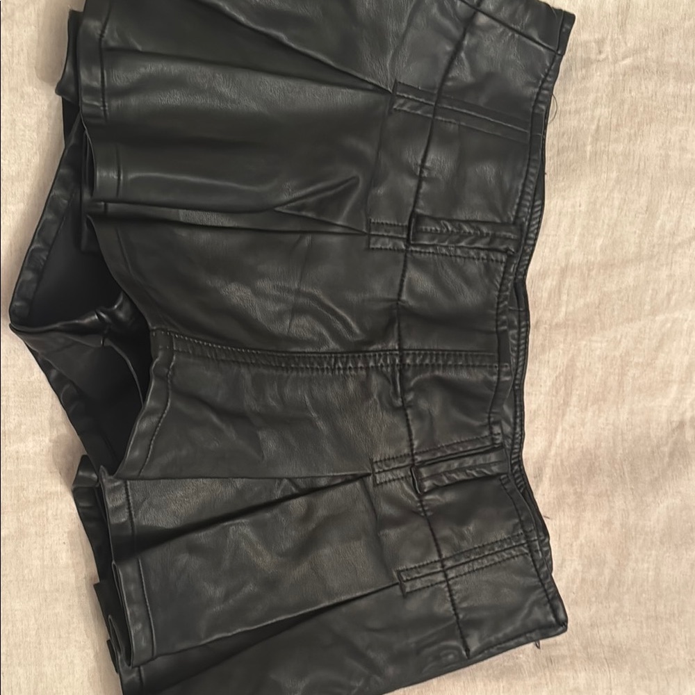 Free People Black High Waist faux leather Skort